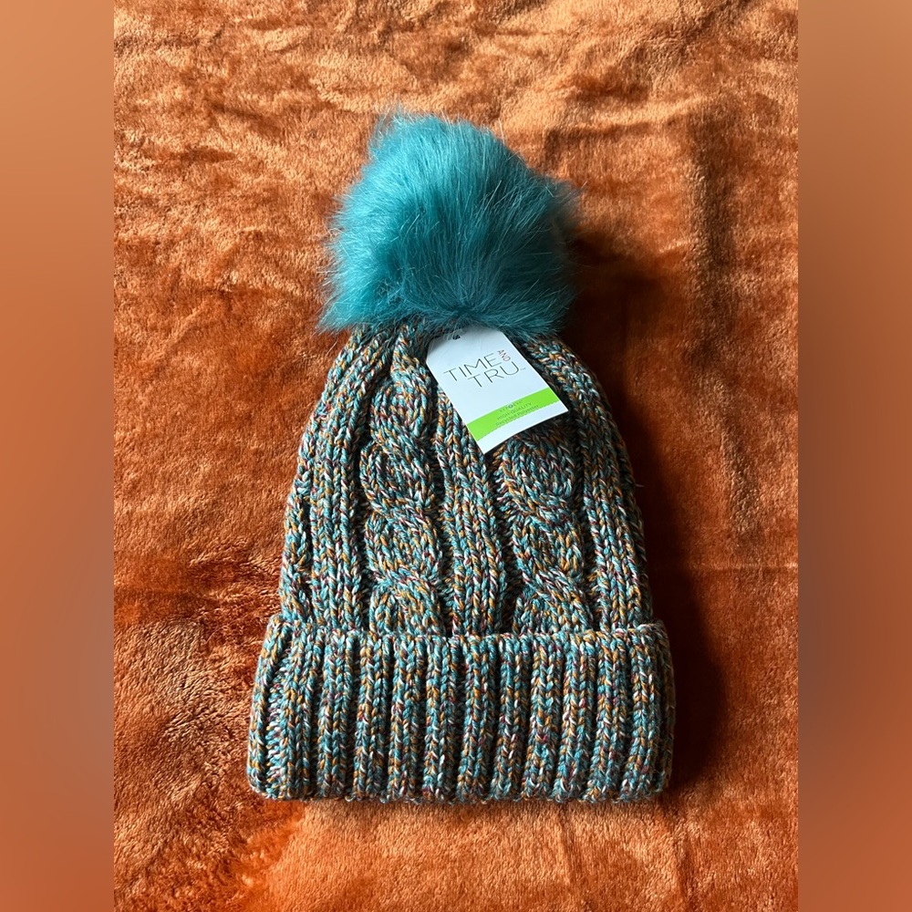 Time and Tru blue Beanie with Pom-Pom